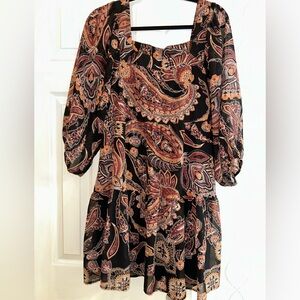 Elegant Paisley Long Sleeve Dress